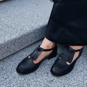Mod Shoes, Black Women Shoes with black Rouded Toe, Trippen shoes, Bunkle Shoes image 3