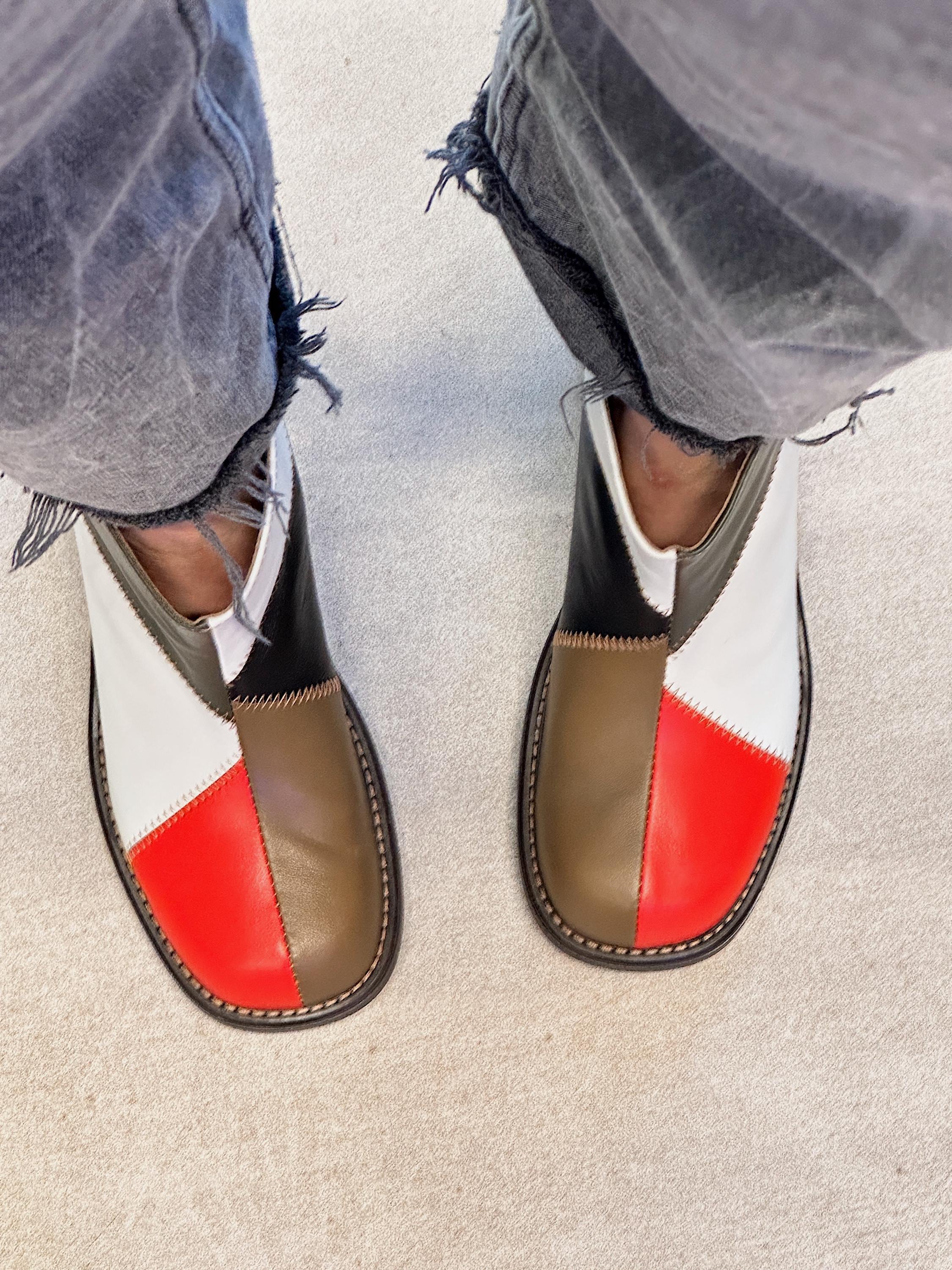 Designer knöchelhohe Schuhe Damen, Leder Stiefeletten, Low Heel Schuhe Herbst, Freizeitschuhe Damen, Karree Stiefel, breite Zehen Stiefel
