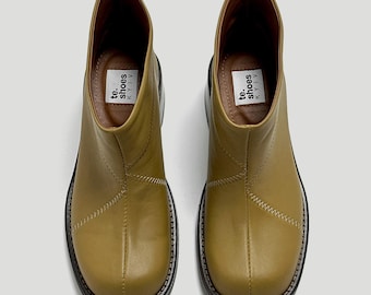 Custom made leather ankle high boots women, low heel shoes, mid cuff shoes, autumn shoes, winter shoes, platform boots women, leather boots