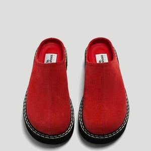 Zuecos de cuero genuino negro, mules de cuero, zuecos tipo pantufla hechos a mano, zapatos deslizantes de cuero con punta cerrada, zapatos de punta ancha imagen 6