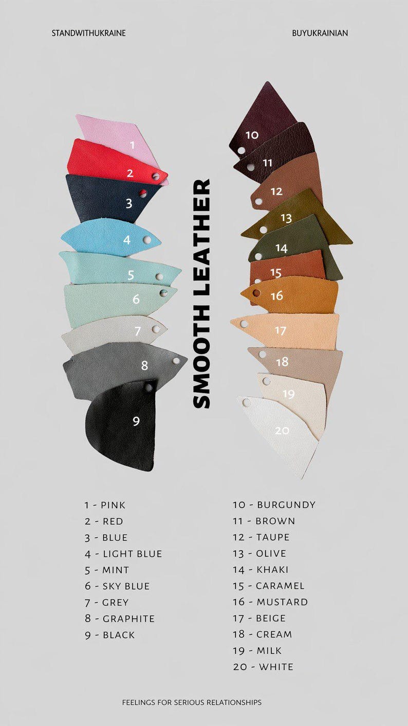 The image is a color swatch for leather, displaying various shades of leather in a grid format.