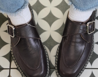 Leather Monk Strap Shoes, Oxford Derby Shoes, Handmade Women's Footwear, Brogue shoes
