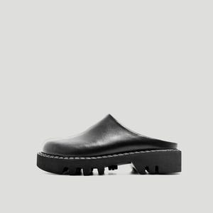 Leather platform custom clogs shoes, leather mules, closed toe slip on clogs slippers, round toe slip on shoes, slide in summer shoes image 5