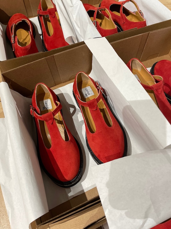 red platform mary janes