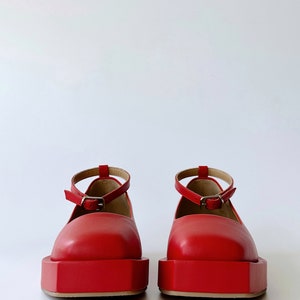Red shoes, Leather shoes women, Womens dress shoes, Mod shoes, Mary Jane shoes, Platform Mary janes, Flat shoes for women