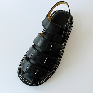 Fisherman sandal woman, Black leather fisherman sandal, Chunky fisherman sandal, Custom slide sandal image 9