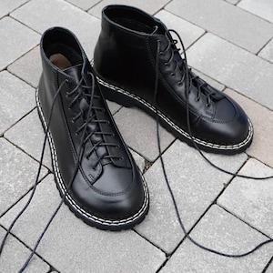 Genuine black real leather Barefoot boots women, ankle high leather boots, lacing ankle moccasins boots, barefoot shoes custom made