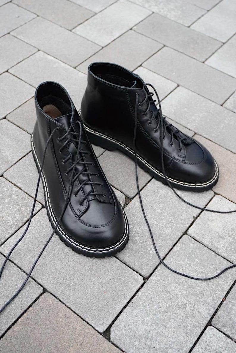 Genuine black real leather Barefoot boots women, ankle high leather boots, lacing ankle moccasins boots, barefoot shoes custom made