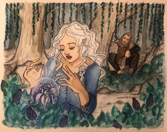 Fantasy Illustration: A Secret Gem, Watercolor and Gouache