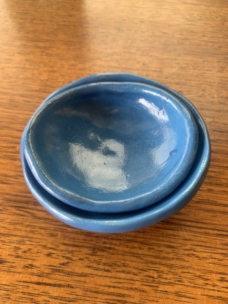 Set of 3 Dishes Trinket Dip Condiment Bowls Whitsunday Blue image 9