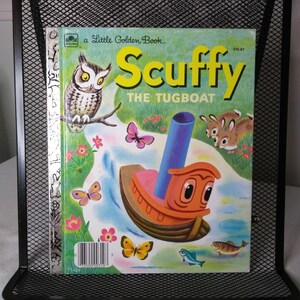 Vintage Golden Book, Scuffy The Tugboat, a Little Golden Book, by Gertrude Cramption, art by Tibor Gergely, 1974, 80&#39;s kid, 80&#39;s toys, kids