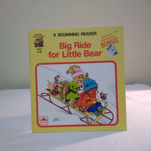 Two Vintage Golden Books, Beginning Readers, Age 4-8, 1987, Western Publishing Company, Big Ride For Little Bear, The Lion Who Couldn&#39;t Say