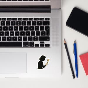 Sleuth Silhouette with Magnifying Glass | Nancy Drew Inspired Sticker | Vintage Detective | Laptop | Journal | Vinyl | 3" x 2.62" | Set of 2