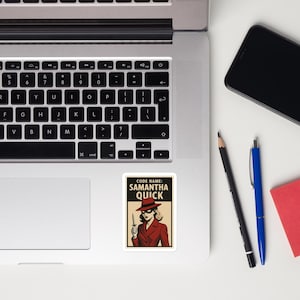 Samantha Quick Decorative Sticker | Nancy Drew Inspired Mystery Sticker | Vintage Detective | Laptop | Journal | Vinyl | 3" x 2" | Set of 2