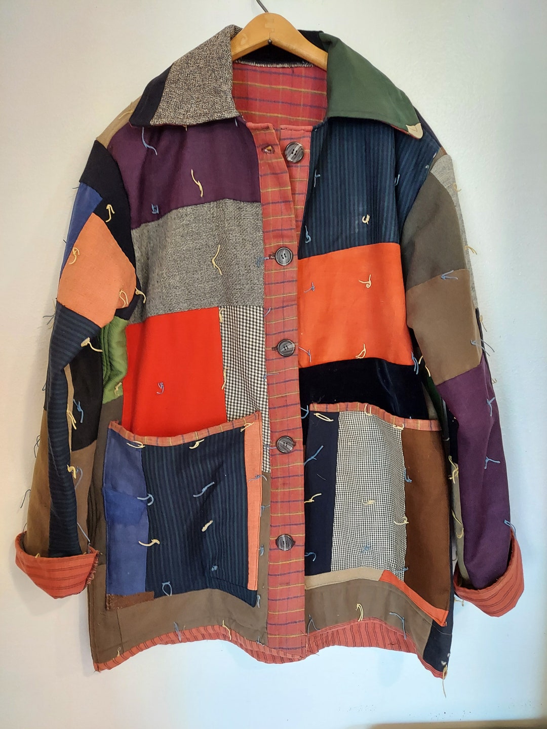 1930s40s Wool Patchwork Chore Coat Etsy