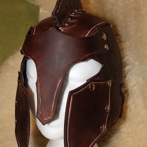 Leather fantasy helmet based on Greek design