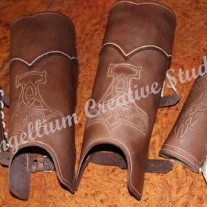 Leather bracers + shin guards combo