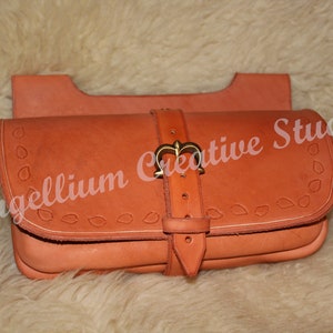 medieval waist bag, leather bag, utility costume bag