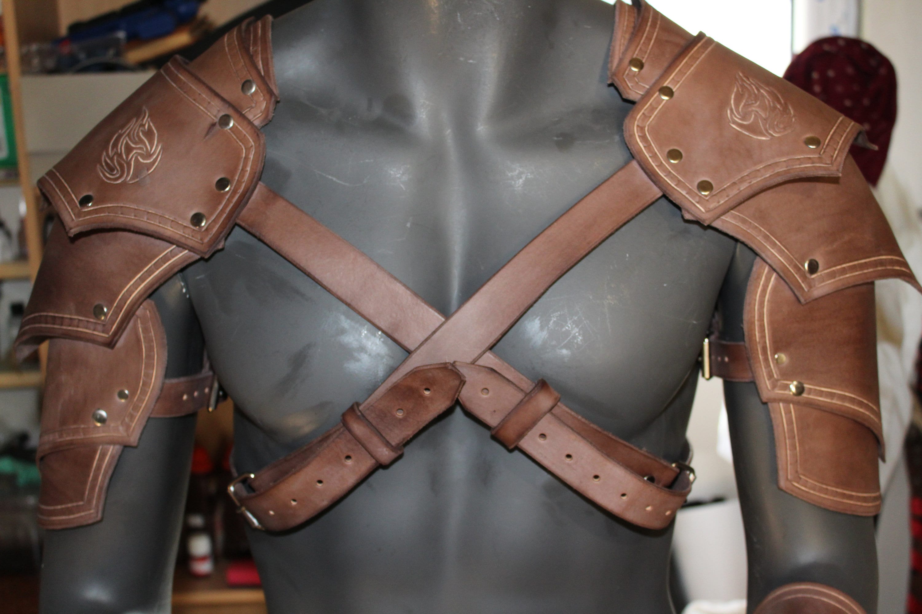 Leather shoulder armor guards Etsy