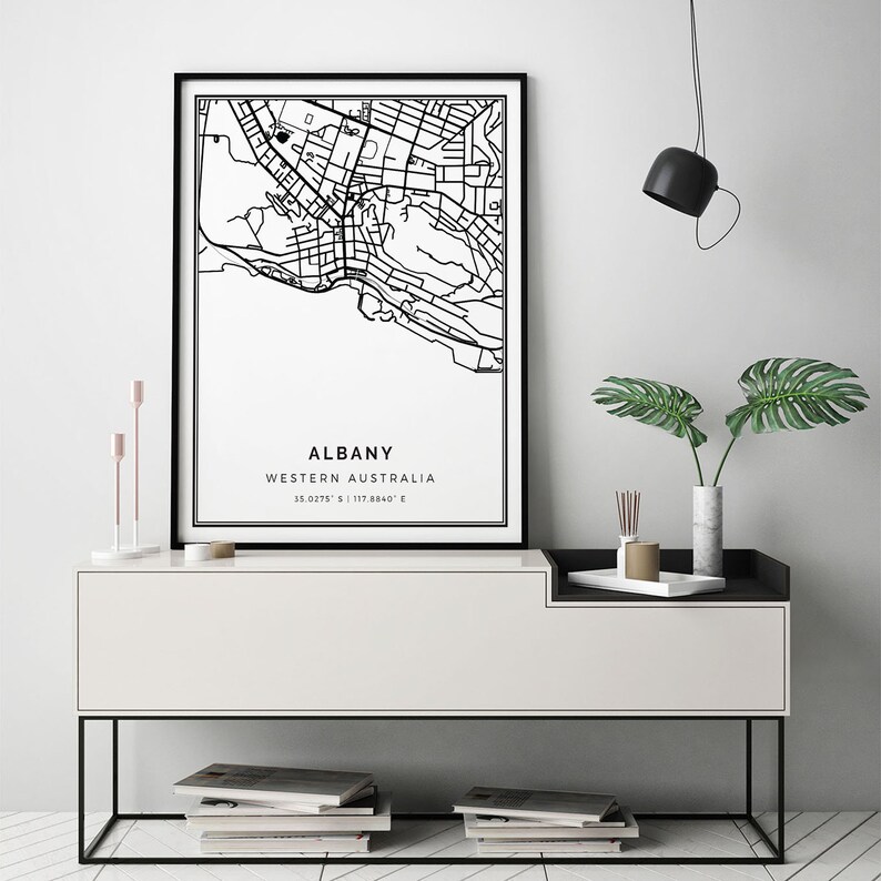 Albany Map Print Scandinavian Wall Art Poster City Maps Artwork Western Australia Gifts Art Room Decor M460