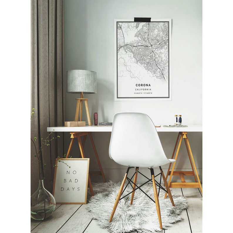 California gifts Poster For Office City maps Artwork Scandinavian wall art poster M153 Corona map print