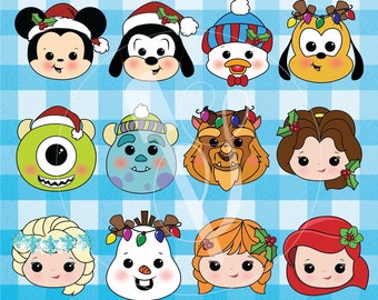 Christmas Holiday Character Heads Only Set of 12 #1 - Also Mini Sizes for Cookie Advent Calendar, Countdown Calendar