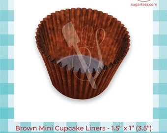 BULK PACK OF 500 - 1.5" x 1 (3.5") Brown, Mini Size Greaseproof Cupcake Paper Liner; Baking Cup • Baking Liner • Bake Cup