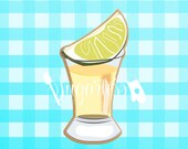 Tequila Shot Glass with Lemon Cookie Cutter, Fiesta, Party, Cinco de Mayo