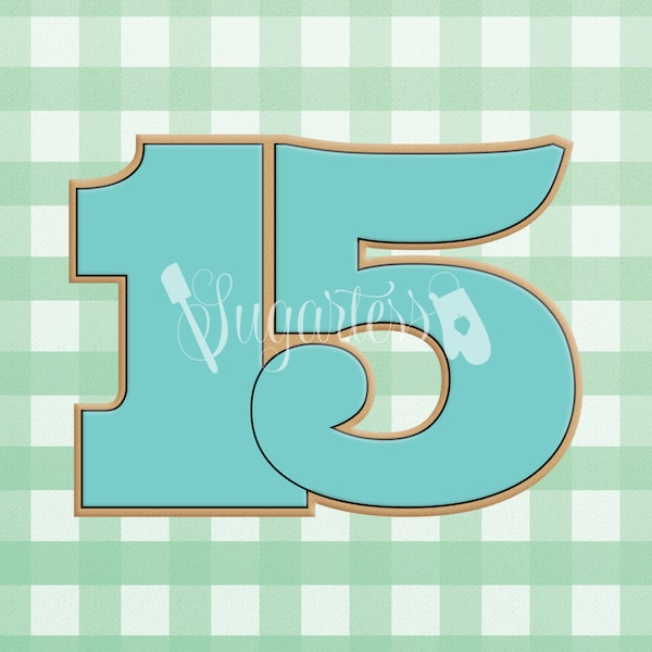 Number Fifteen 15 Cookie Cutter; Fifteenth Birthday Party Celebration, Quince, Quinceañera, Cutout Center Options Available