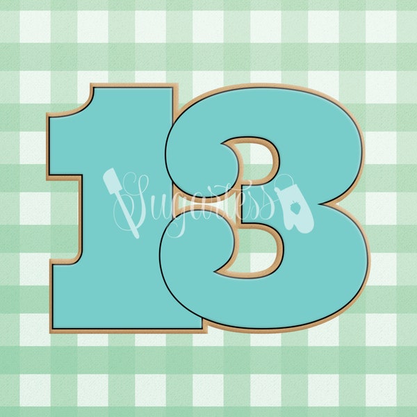 Number Thirteen 13 Cookie Cutter; Thirteenth Birthday Party Celebration, Cutout Center Options Available