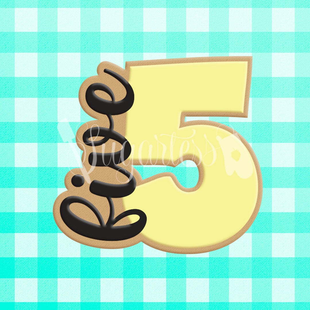 Script Number 5 Vertical Script Five Lettered Number Cookie Cutter and Cookie - Etsy
