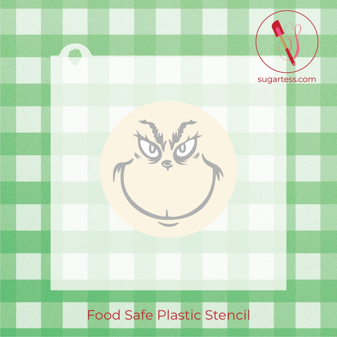 Grinch's Face Cookie Decorating Stencil and PYO Paint Your Own Cookie ...