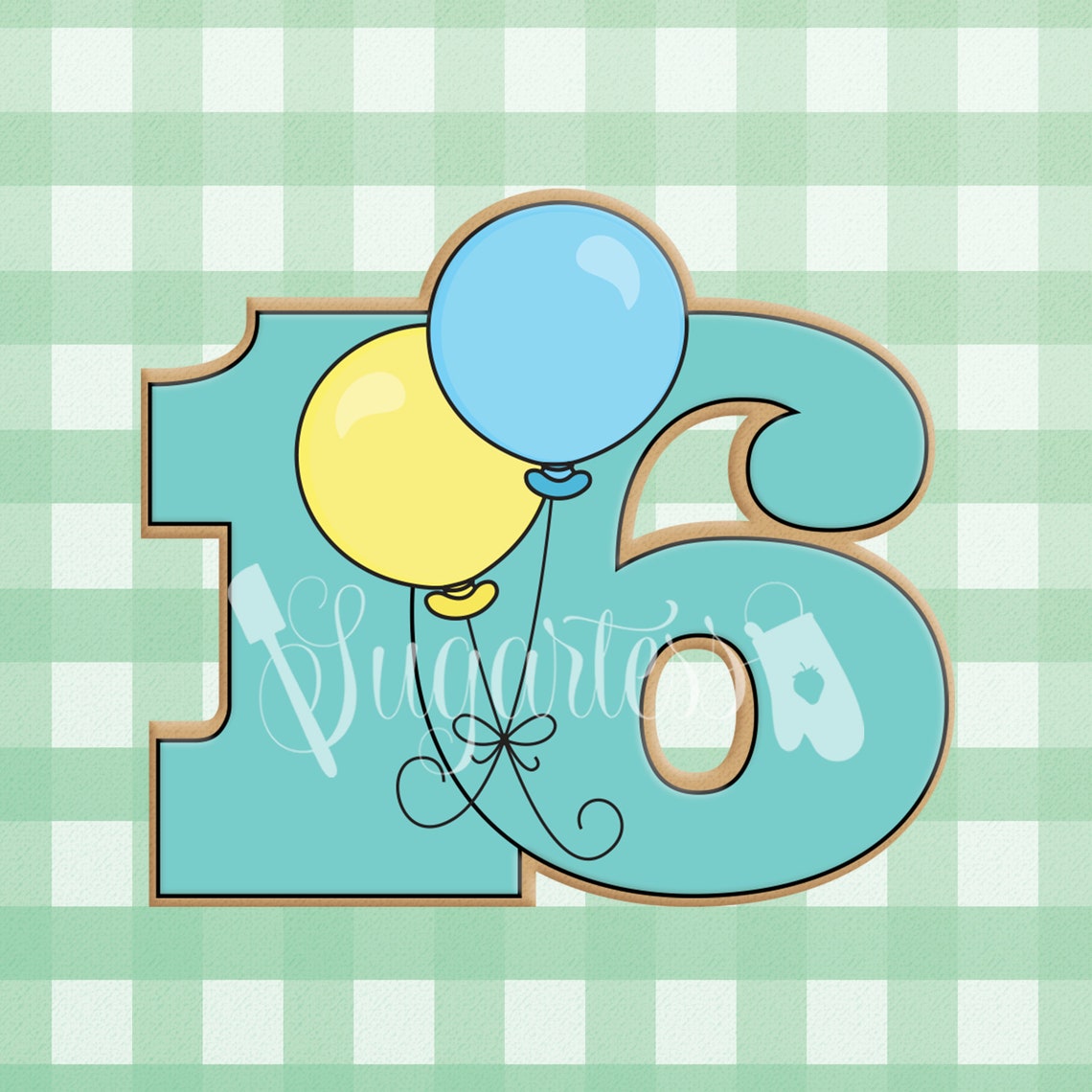 Number Sixteen 16 With Balloons Cookie Cutter Sixteenth - Etsy