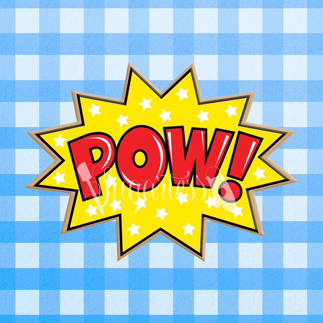 POW Super Hero Word Plaque Cookie Cutter Imprint Stamp Cutter Option ...