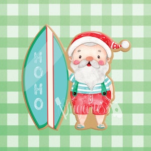 Beach Summer Vacation Surfer Santa Claus with Surf Board Cookie Cutter