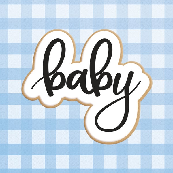 Baby Lowercase Cursive Letter Word Plaque Cookie Cutter, Stencil, and 2-in-1 Cutter & Imprint Stamp Options Available