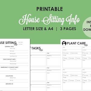 House Sitter Guide | Editable PDF | Plant Care Instructions | Downloadable PDF | House Sitter Info Printables | Planner | Instructions