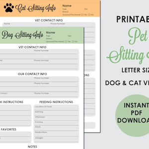 Pet Sitter Guide | Editable PDF | Dog Sitter | Cat Sitter | Pet Sitter Info | Pet Care | Pet Sitter Instructions | Pet Sitter Notes