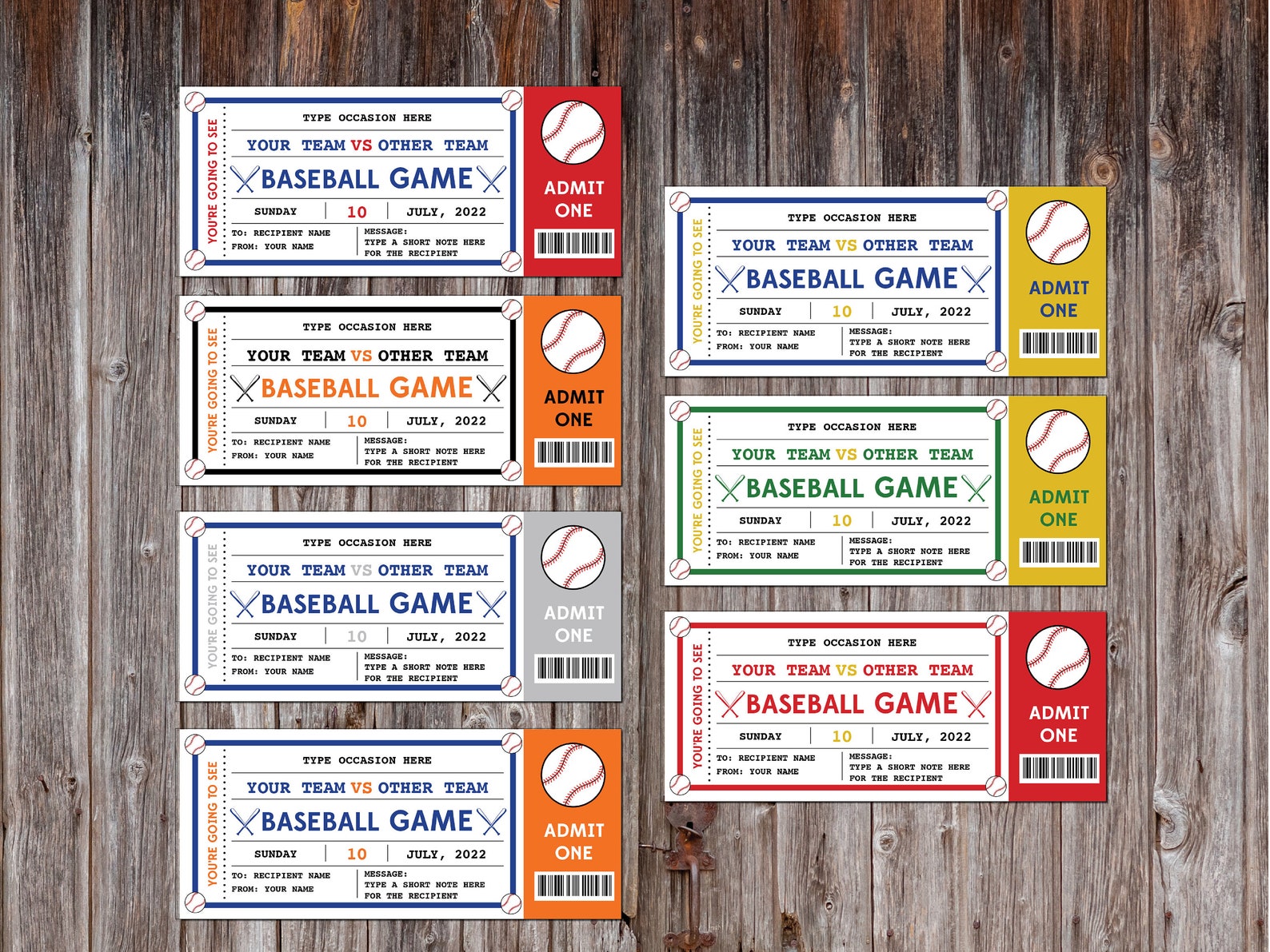 Baseball Ticket Invitation, Baseball Gift Certificate, Father's Day ...