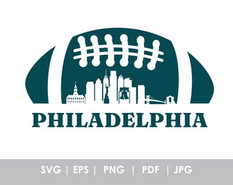 Philadelphia Skyline svg, png, jpg, eps, pdf, file di taglio, souvenir, vettore, download immediato, calcio
