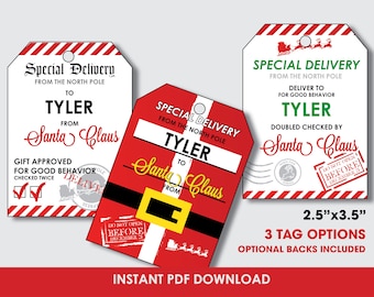 Editable Santa Gift Tags, Christmas Tag, Santa Favor Tags, Santa Presents Gift Tag, Gift Tag, Editable PDF