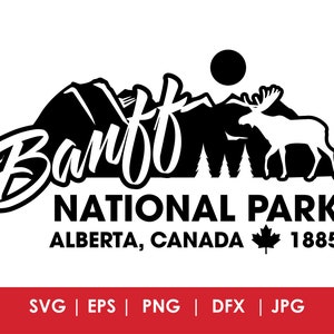 Parque Nacional Banff svg, png, jpg, eps, dxf, arquivo cortado, lembrança, vetor, download instantâneo, Canadá, Alberta, Lago Moraine,