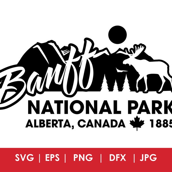 Banff National Park svg, png, jpg, eps, dxf, cut file, souvenir, vector, instant download, Canada, Alberta, Lake Moraine,