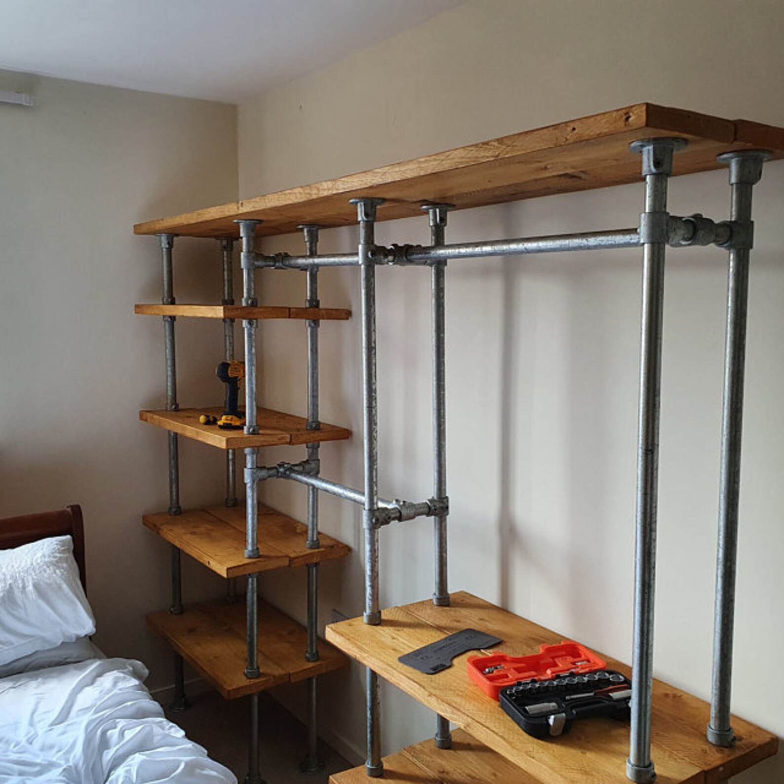 Rustic Industrial Open Wardrobe Design Reclaimed Timber and Metal ...