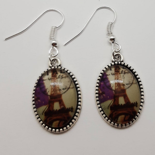 Eiffel Tower Cameo Earrings