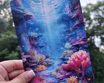 Kindle Clear Case Paper Insert | Holographic Kindle Insert | Bookish Gift | Booktok | Underwater Coral Reef