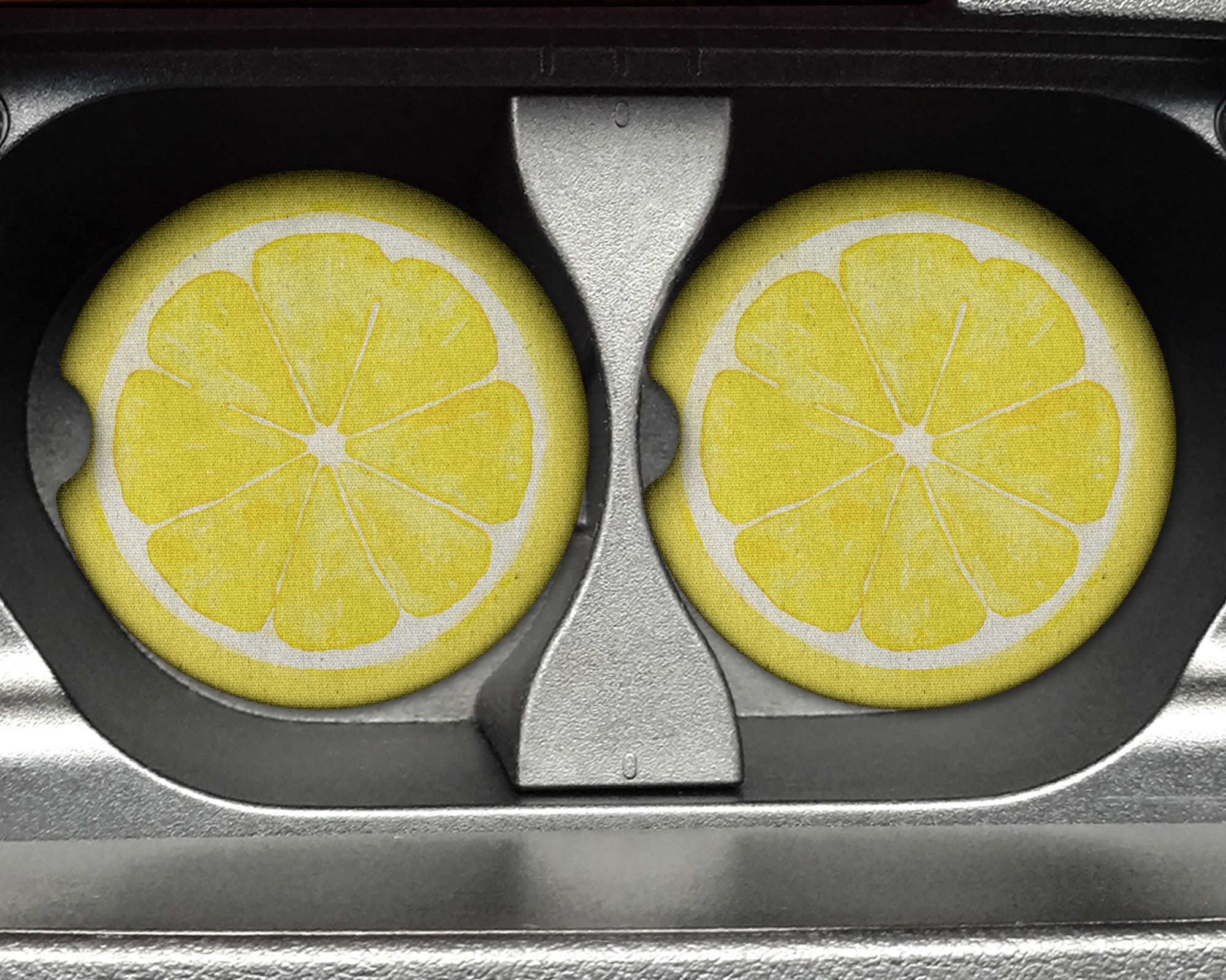Lemon Fruit Slice Car Coaster - 2.75in Rubber Neoprene Car Coaster (Set of 2) for Cup Holder - Car Accessories - Car Decor - Gift ideas
