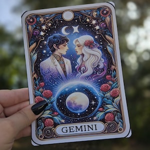 Kindle Clear Case Paper Insert | Holographic Kindle Insert | Bookish Gift | Booktok | Zodiac Tarot Cards - Gemini