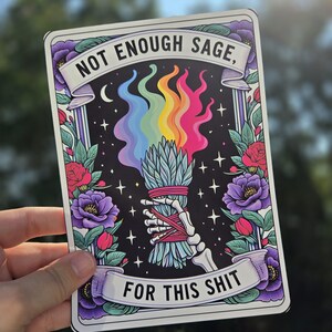 Kindle Clear Case Paper Insert | Holographic Kindle Insert | Bookish Gift | Booktok | Tarot Card - Not Enough Sage For This Shit