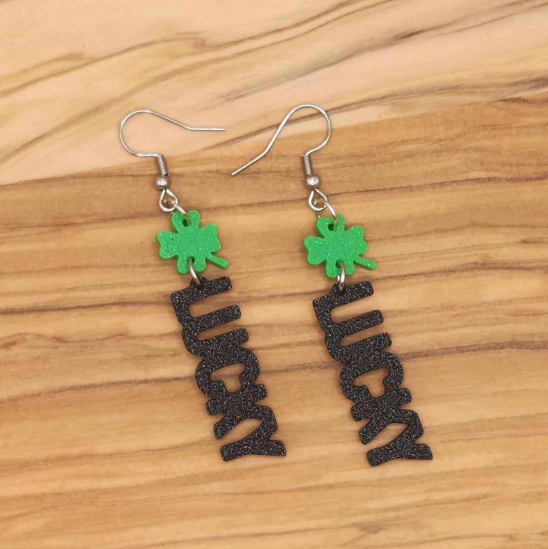 RAIDIN Acrylic St. Patrick's Day Earrings - Cute Black Cat With Shamrock Hat Dangle Earrings For Women